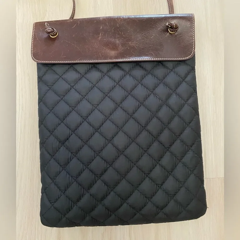 Lands End Quilted Crossbody Shoulder Bag in Black and Brown